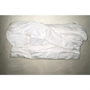 RNWY Womens White Twist Front Strapless Crop Top Size Small